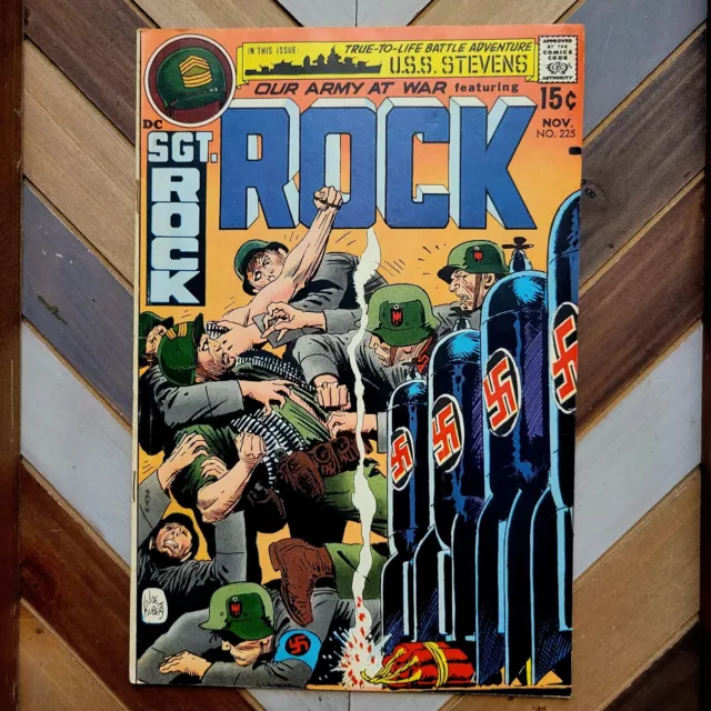 OUR ARMY AT WAR #225 FN (DC 1970) Kubert SGT ROCK WWII U.S.S. Stevens BUCKETHEAD