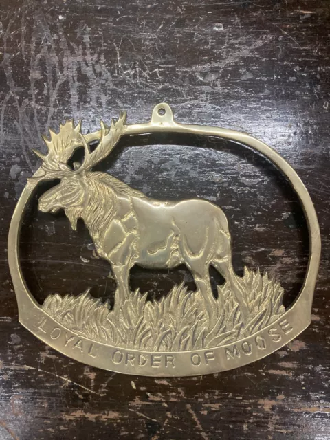 Vintage Loyal Order Of Moose Solid Brass Trivet /Wall Plaque Moose Lodge
