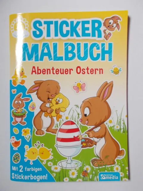 Sticker Malbuch Abenteuer Ostern mit klaren Konturen große Motive 4 S. Sticker