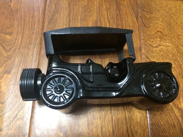 Avon Car Decanter "Touring T" Excalibur Cologne Black Glass Car 1969  1/2 full +