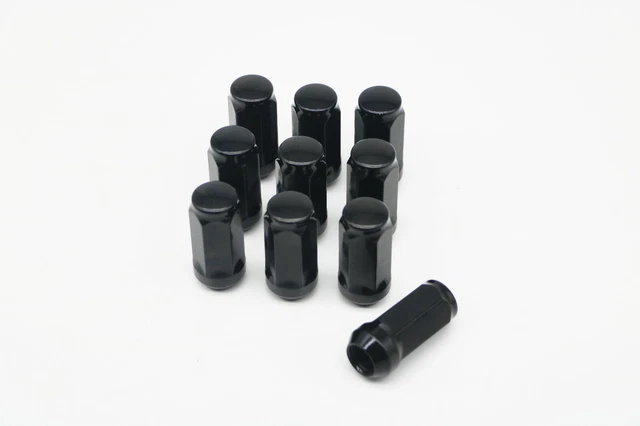 M14x1.5 Black Bulge Acorn Lug Nuts 1.95" Long Wheel Nuts 3/4" Head Set of 16