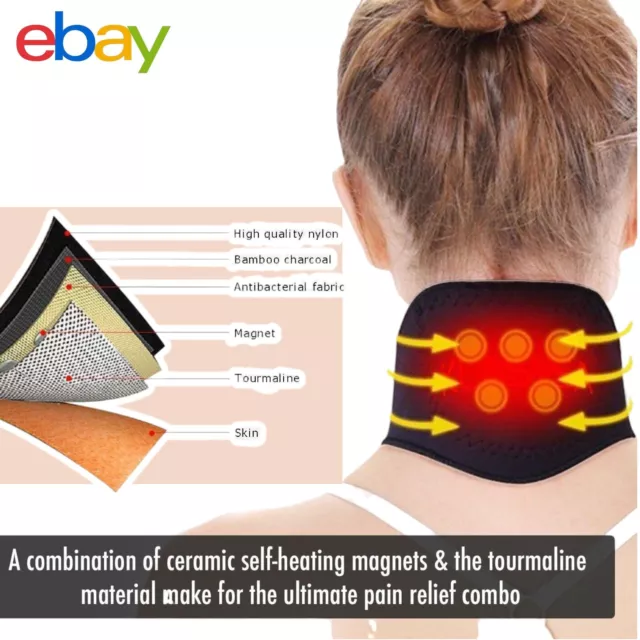 Self Heating Magnetic Neck Support Brace Collar Pain Relief Heat Pad Tourmaline