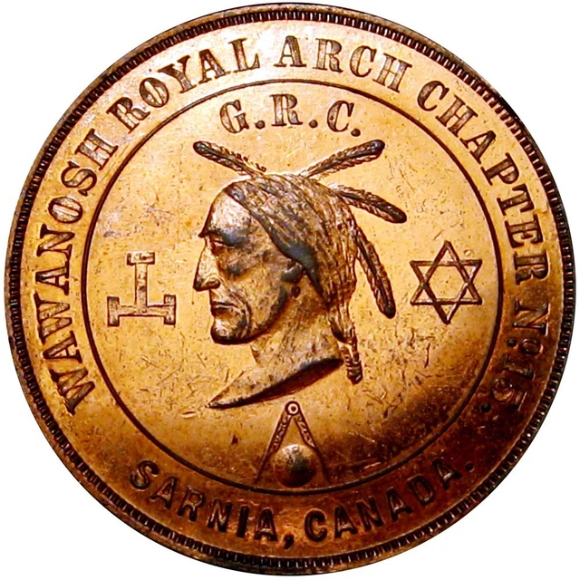 Sarnia Ontario Canada Masonic Chapter Penny Token Wawanosh Chapter No. 15 Indian