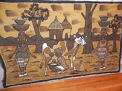 Arts of Africa - Mud Cloth - Village Scene - Mali - MC#2  39" x 68"