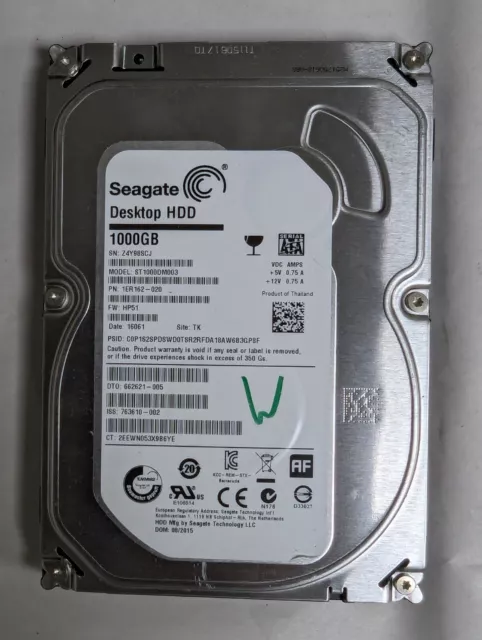 Seagate Barracuda ST1000DM003 1 TB SATA III 3.5 in Desktop Hard Drive