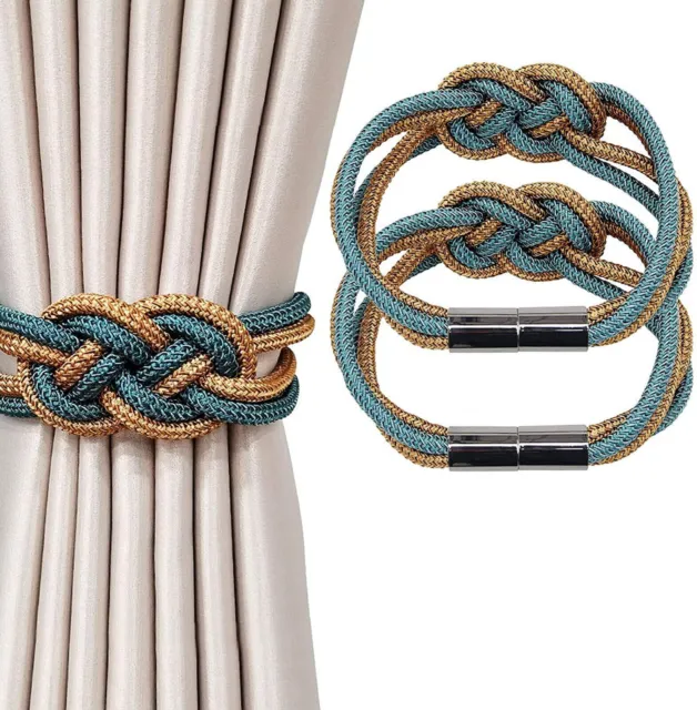 Beautiful Weave Rope Knot Curtain Holdbacks Tiebacks  Blue and Bronze pack of 1