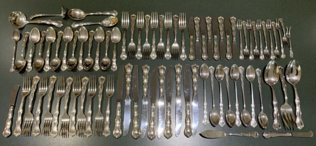 Gorham Rondo Sterling Silver Flatware, 90 Pieces, 12 Place Settings, Others