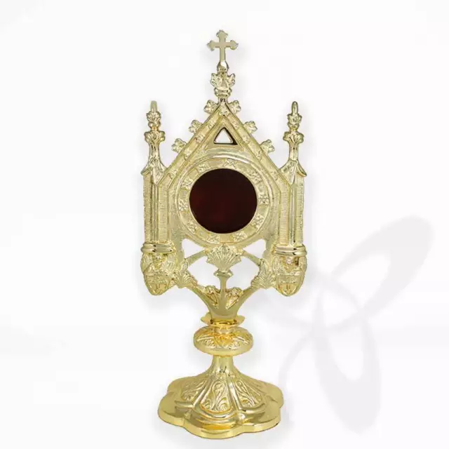 2671 OSTENSOIR MONSTRANCE EN METAL DORE Reliquary reliquaire massif GOLD pl 29cm