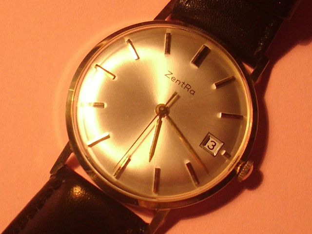 ARMBANDUHR UHR ZENTRA Gold 585 Swiss ETA 2408 Handaufzug Herrenuhr