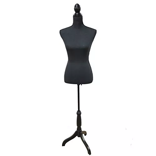 Female Dress Form Mannequin Torso Adjustable Height Mannequin Body with Black
