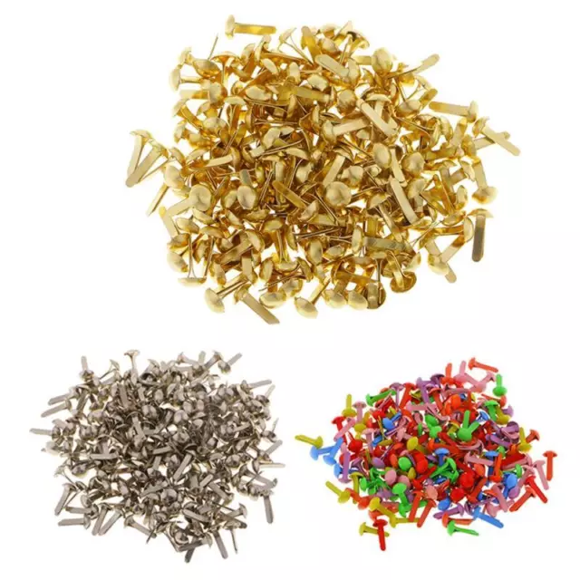 100 Mini Round Head Split Pins Metal Brads Paper Fasteners Crafts Scrapbooking