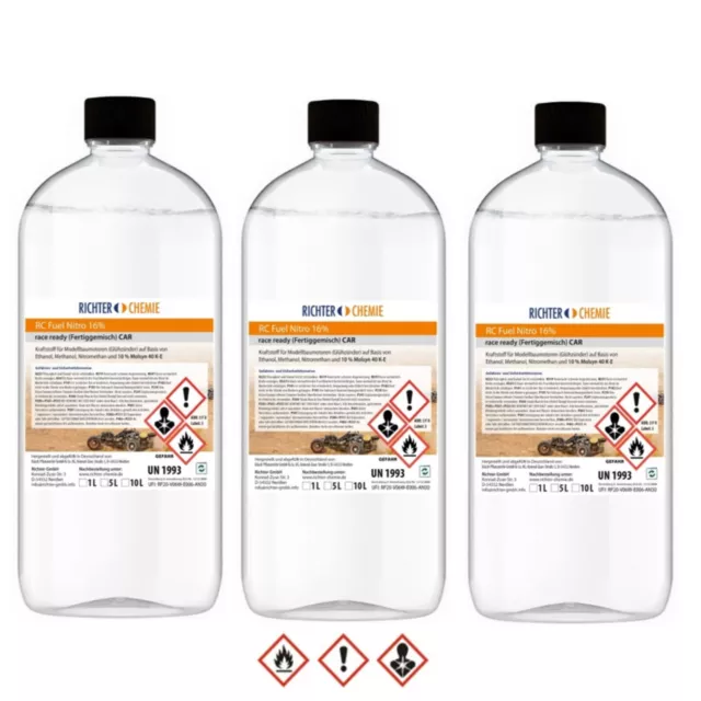 Verbrenner Bio Nitro Fire 16% 3x 1L Kraftstoff Sprit RC Treibstoff 19,97€/1L