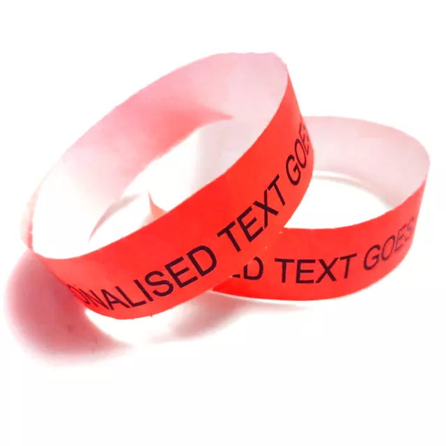 20 Red Personalised 19mm Wristband Custom Printed Tyvek Party Entry Entrance