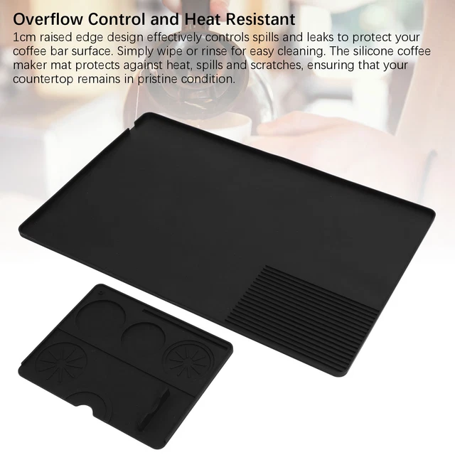 Tapis De Tamper à Café En Silicone Noir - Tapis Bourrage Antidérapant Avec Protection Bords Table Pour