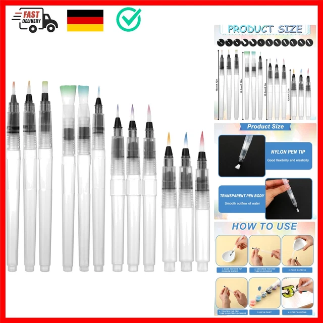 6 Wassertankpinsel Set - Auffüllbare Aquarell Pinsel Für Künstler