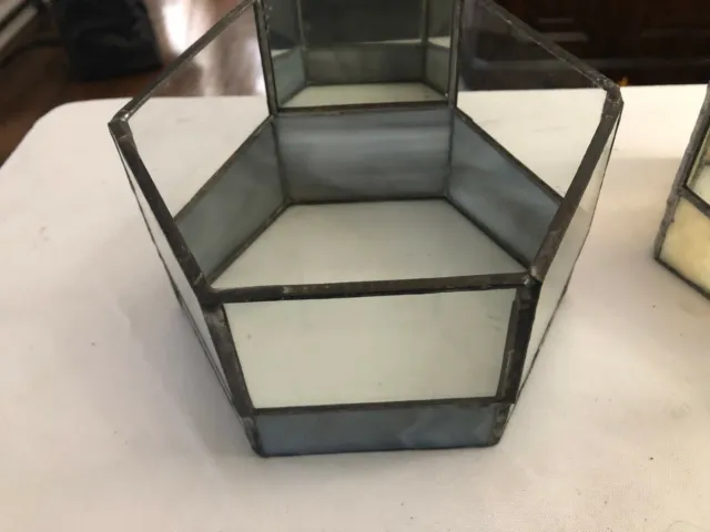 Stained glass terrarium with mirrored back foiled and soldered seams (nice)