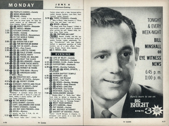 1960 TV Guide June 4 Cleveland edition Peggy Castle~Darren McGavin~Ray Milland