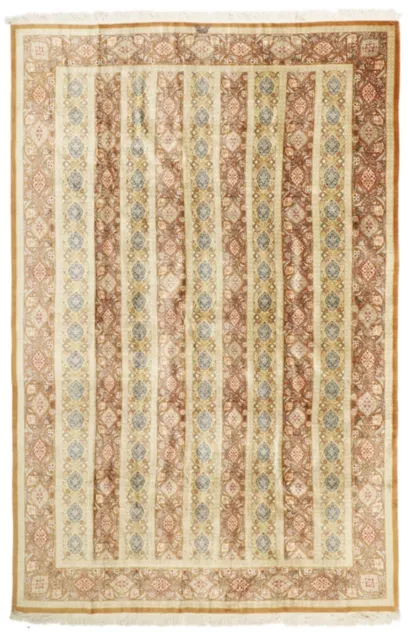 full silk art work 3 masters hand-Knotted Qqum rug , 75 raj , 300cm*200 cm