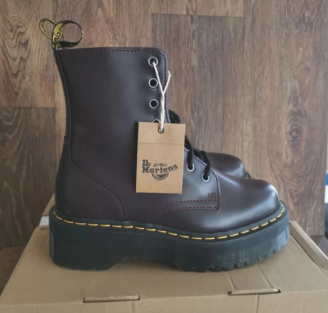 DR MARTENS JADON Burgundy Ox Blood Platform Quad Boots Docs Dms