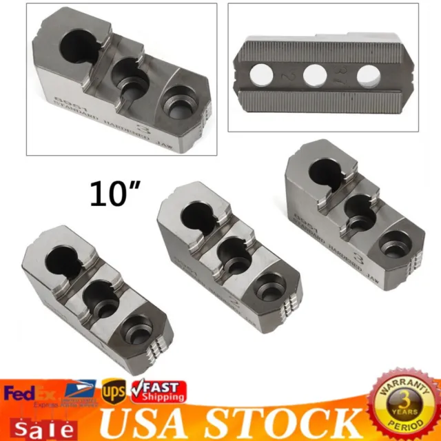 3PC 10" Hard Chuck Jaws for Kitagawa B-210 Type 1.5mm x 60 CNC Lathe TOP