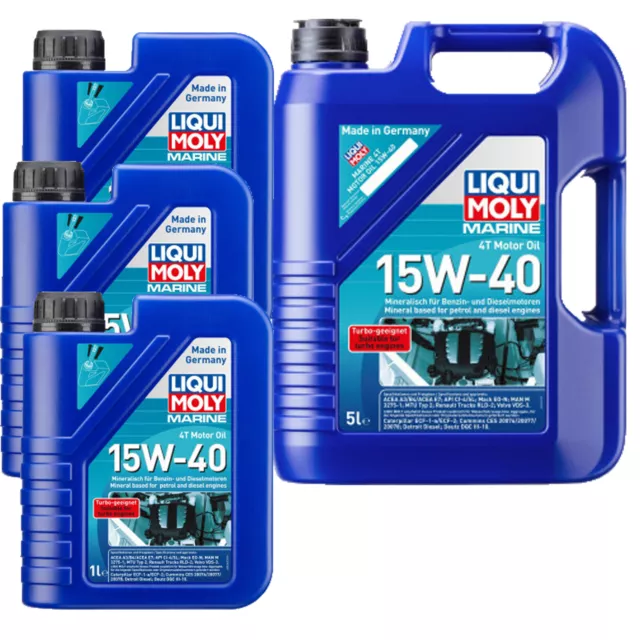 8 L Liqui Moly Marine 4T Moteur Huile 15W-40 Moto huile moteur Minérale Api Sl