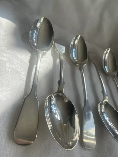 6 x Lovely Antique Silver Plated Fiddle pattern Dessert Spoons P & M 2