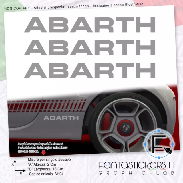 3x Adesivo Abarth Logo Dritto 500 595 695 Biposto - Auto Tuning Sticker AH04-4