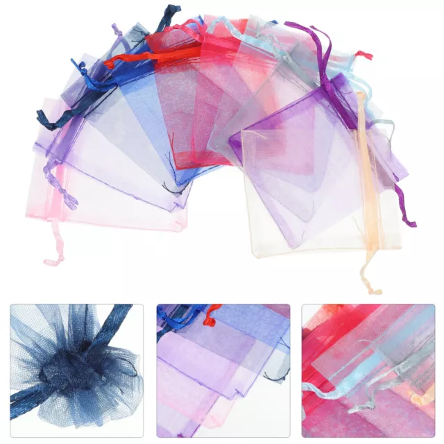 100pcs Organza Drawstring Jewelry Gift Pouches Small Cases 3