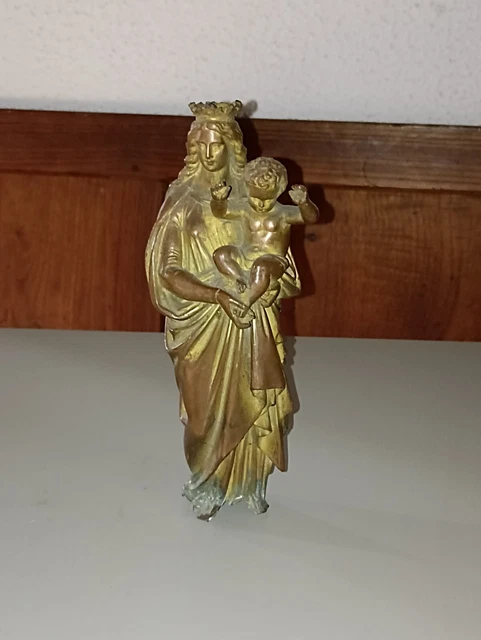 RARE ANCIENNE BELLE STATUE CYCLISTE COURSES EN FER PATINE BRONZE - H23