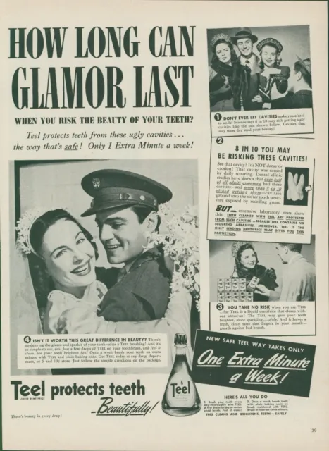 1944 Teel Dentifrice WWII Soldier Bride Photographer Camera Vintage Print Ad L19