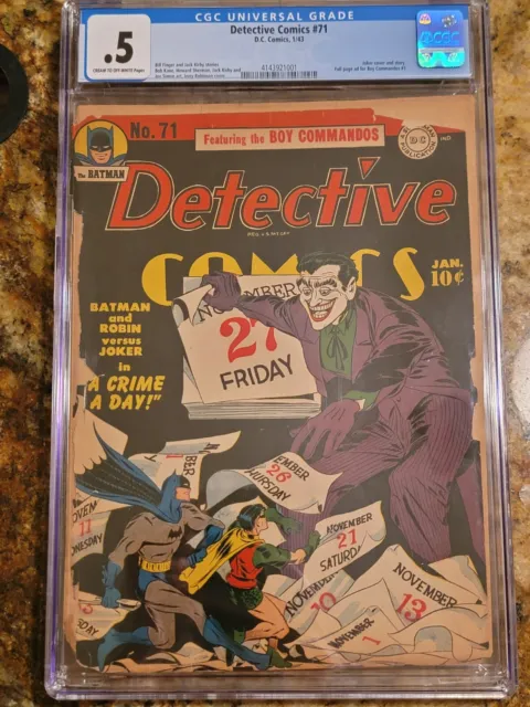 1943 D.C. Comics Detective Comics 71 CGC .5. COMPLETE. Batman Joker Cover/Story