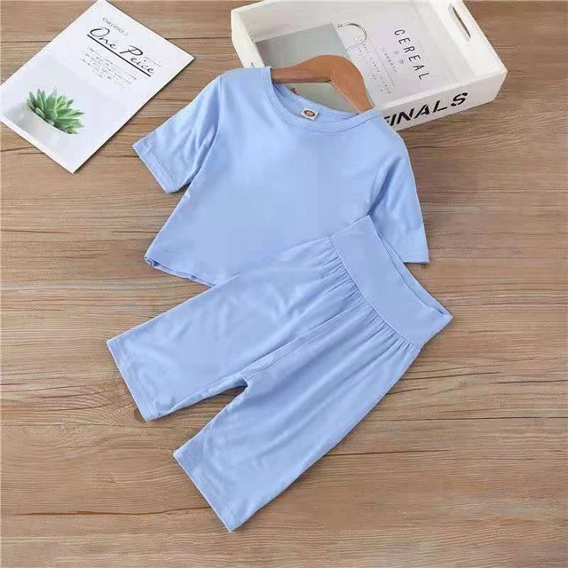 Estate Modale Lungo Johns per Bambini e Set Pigiama Abiti Casa Abbigliamento 2