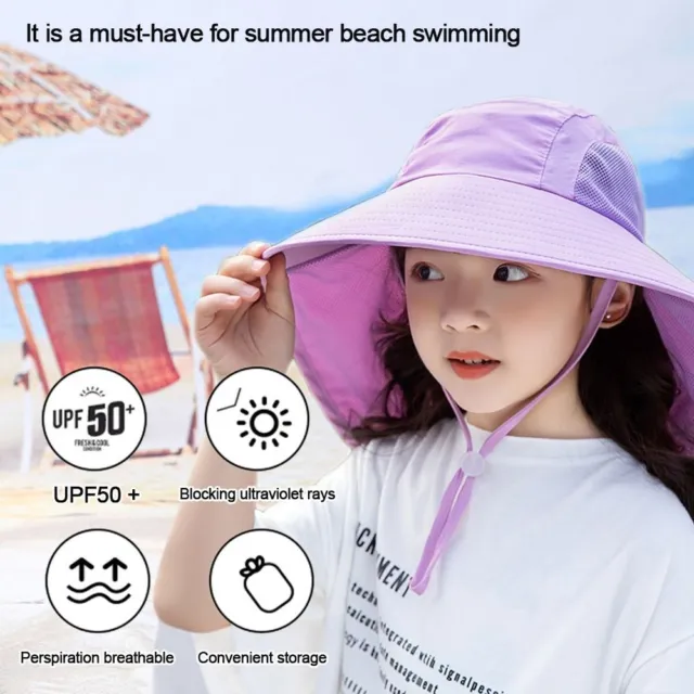 Adjustable Sunscreen Wide Brim Cap Children Bucket Hats Sun Hat UV Protection