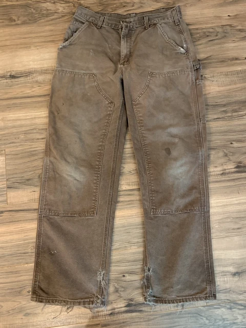 Carhartt B136 DKB Brown Double Knee Dungaree Work Pants Mens 32x32