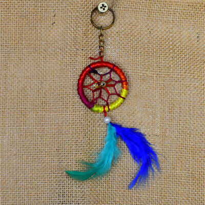 Dream Catcher Keychains Handmade Feather Thread Beads Keyring Cars Bag Hanging
