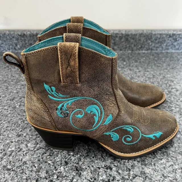 Twisted X Brown Blue Ankle Cowgirl Boots Booties WWF0007 | Women’s Size 7.5