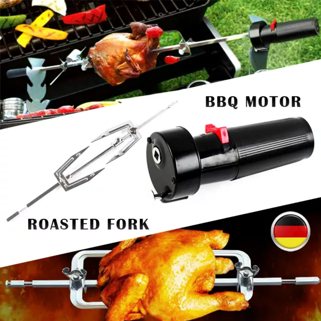 1.5V Elektrischer Grillspieß Grillmotor Set Drehspieß Grill Rotisserie BBQ Spieß