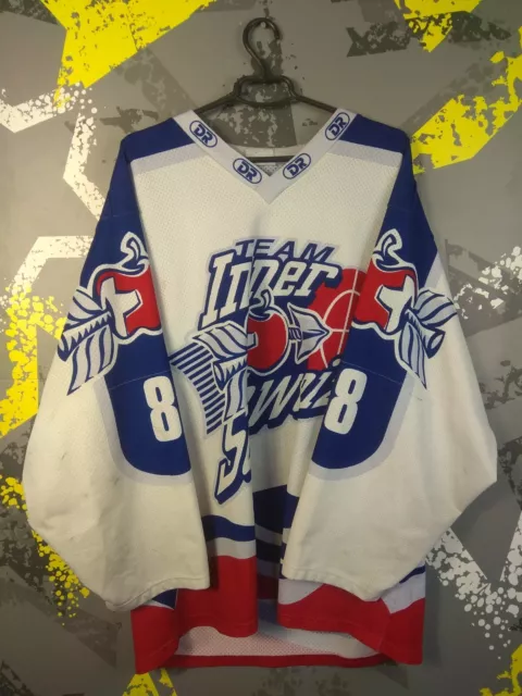 Team Inner Schweiz Jersey Hockey Shirt #8 Polyester Trikot Mens Size 2XL ig93
