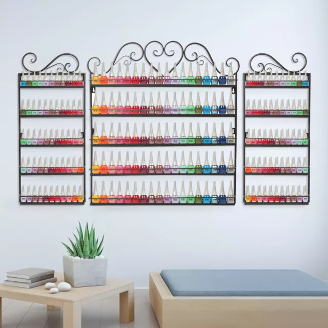 3/5/6 Tier Nail Polish Display Wall Rack Metal Organizer Fit Up To 120 Bottles