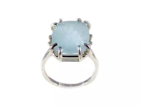 18thC Antique 8ct Seawater Blue Aquamarine + Ring: Ancient Mariner Talisman