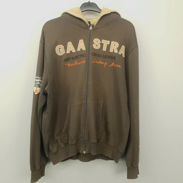 GAASTRA Mens  Hoodie Sherpa Hood Full Zip 2XL (FITS XL) Grey Cotton