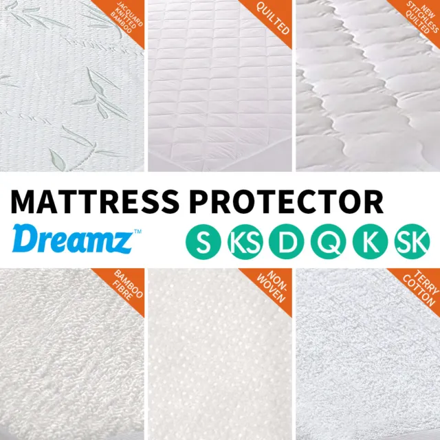 Dreamz Mattress Protector Topper Waterproof Fitted Cover Queen King All Size