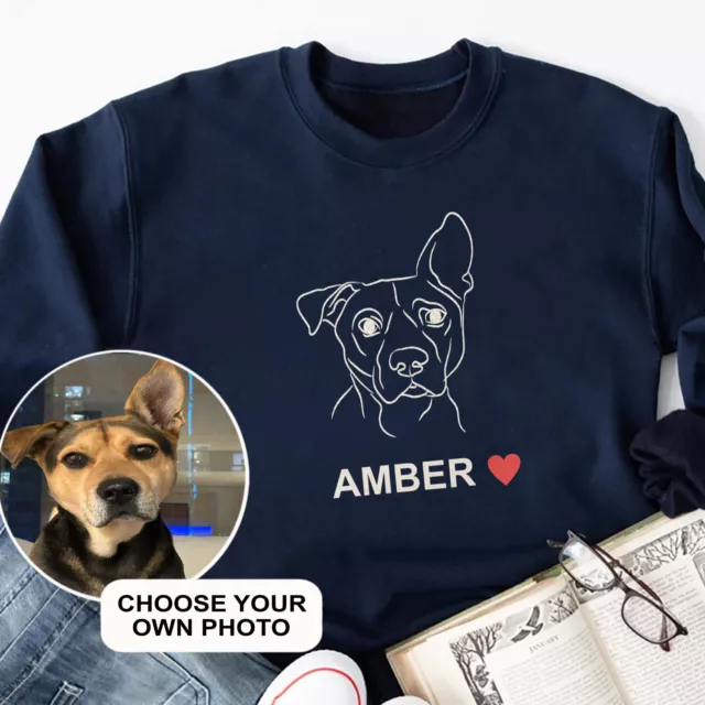 Custom Embroidered Dog Photo Hoodie, Sweatshirt, T-shirt, Outline Embroidered