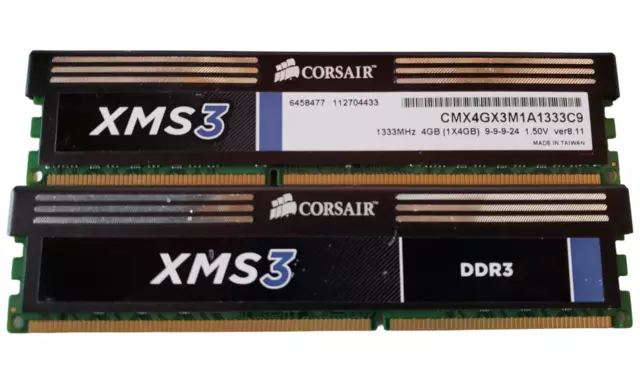 (2 Piece) Corsair XMS3 CMX4GX3M1A1333C9 DDR3-1333 8GB (2x4GB) Desktop Memory