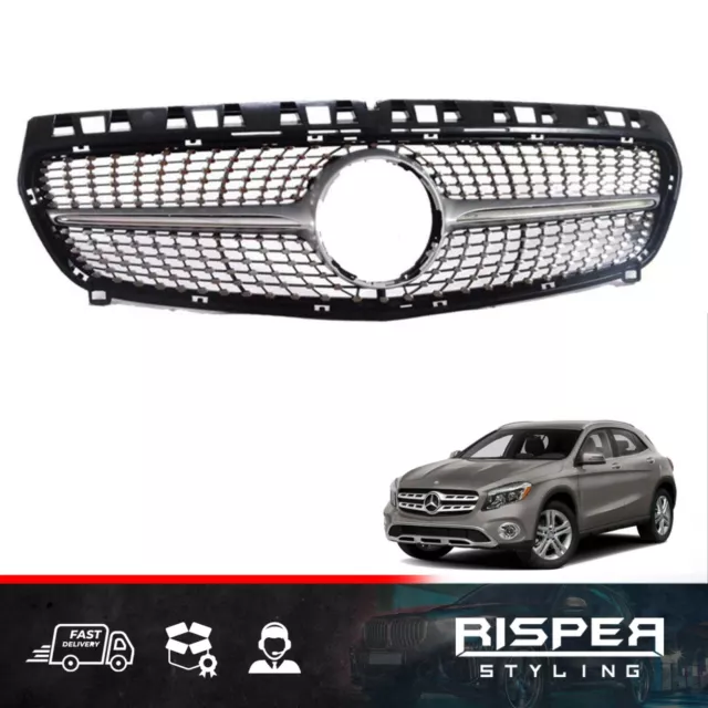 DIAMOND STYLE UPGRADE Front Grill/ Grille In Silver For Mercedes Gla X156  2017+ £144.00 - PicClick UK