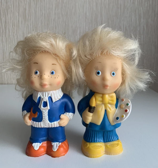 Set 2 Toy Neznaika USSR Rare Doll Vintage Original Soviet Rubber