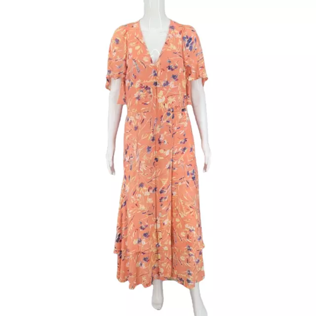 Haute Hippie Tribe Wrap Dress Medium Size Colorful Floral Print Luna Summer Top
