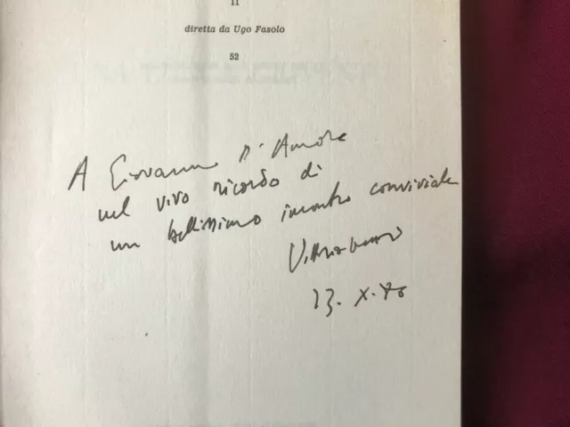 Autografo originale VITTORIO VETTORI (†2004-Una lunga gioventù-Libro autografato 3