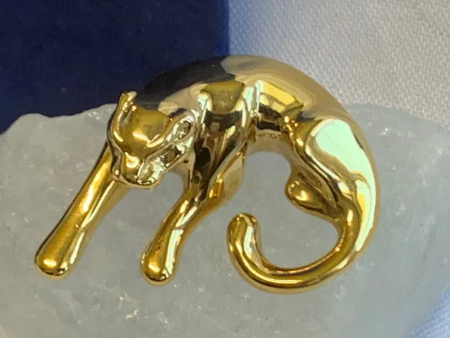 14K Yellow Gold Big Cat Slider Pendant 4.17g Fine Jewelry Jaguar Cheetah Panther