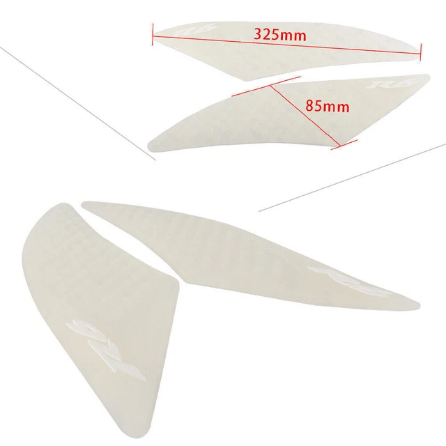 Weiß Kraftstoff Tank Traktion Seiten Pad Kniegriff für YAMAHA YZF-R6 2017-2018